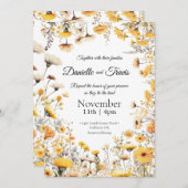 fleur sauvage faire-part de mariage jaune (Devant / Derrière)