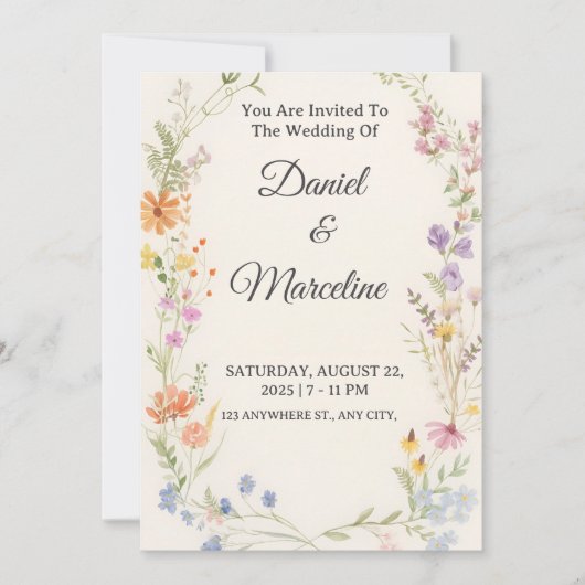 Fleur sauvage Faire-part de mariage Mariage person (Devant)