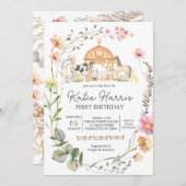 Fleur sauvage Farm Invitation d'anniversaire (Devant / Derrière)