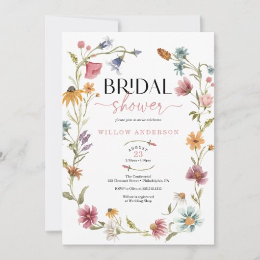 Fleur sauvage Field Boho Bridal Show Invitation (Devant)