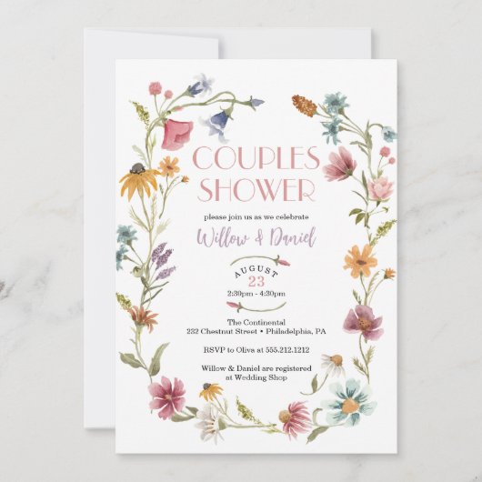 Fleur sauvage Field Boho Couples Show Invitation (Devant)