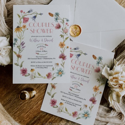 Fleur sauvage Field Boho Couples Show Invitation