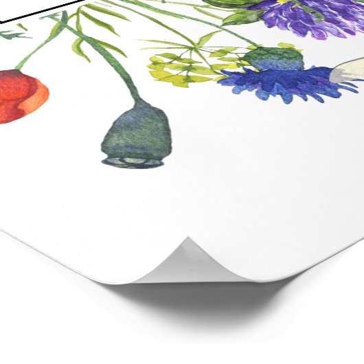 Fleur sauvage Fields Anniversaire Affiche de bienv (Coin)