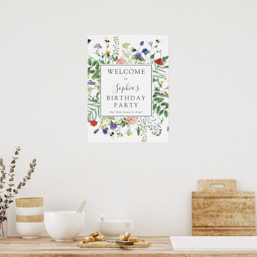 Fleur sauvage Fields Anniversaire Affiche de bienv (Cuisine)
