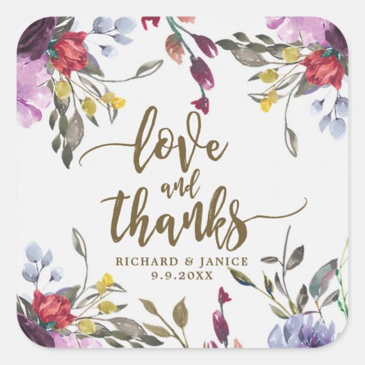 fleur sauvage floral amour et merci autocollant ma (Devant)