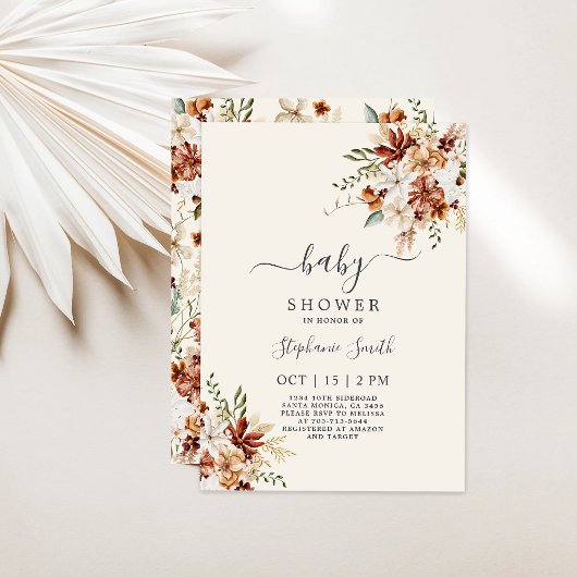 Fleur sauvage Floral Baby shower Invitation fille
