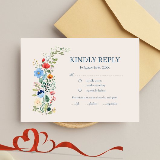 Fleur sauvage Floral Boho Wedding RSVP