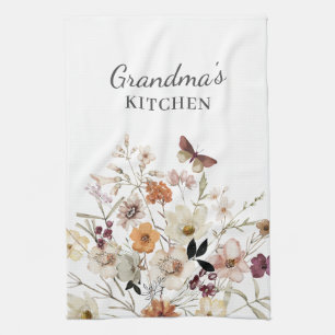 Fleur sauvage Floral Grandma Serviettes de cuisine