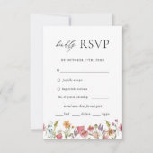 Fleur sauvage Floral Mariage Menu Choix RSVP (Devant)