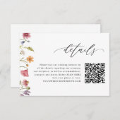 Fleur sauvage Floral QR Code Mariage Détails Carte (Devant / Derrière)