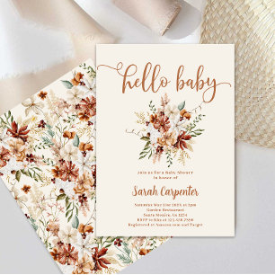 Fleur sauvage florale baby shower fille Invitation