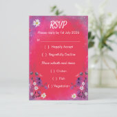 Fleur sauvage framboise - carte RSVP verticale (Debout devant)