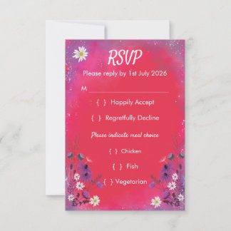 Fleur sauvage framboise - carte RSVP verticale