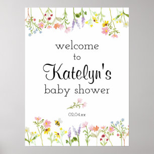 Fleur sauvage Garden Baby shower Affiche de bienve