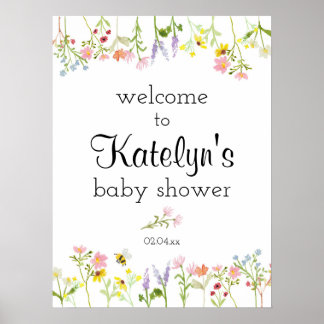 Fleur sauvage Garden Baby shower Affiche de bienve