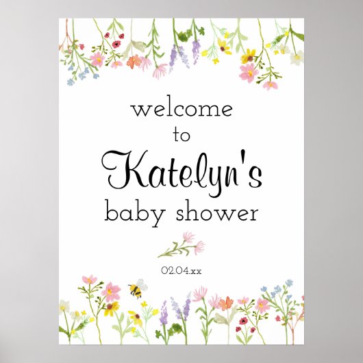 Fleur sauvage Garden Baby shower Affiche de bienve (Devant)