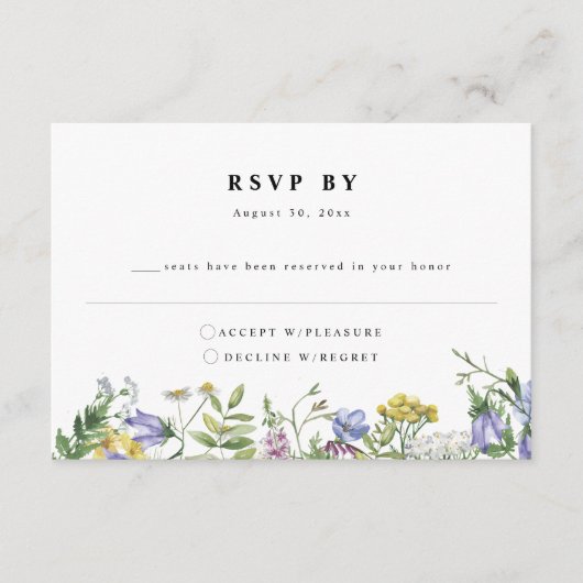Fleur sauvage Garden Boho Wedding Carte RSVP (Devant)