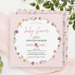 Fleur sauvage Garden Girl Baby shower Invitation