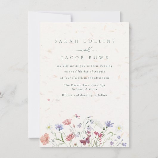 Fleur sauvage Garden Wedding Invitation (Devant)