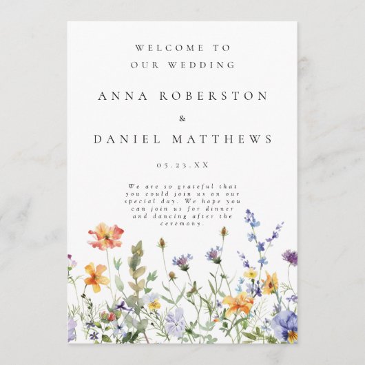 Fleur sauvage Garden Wedding Programme (Devant)