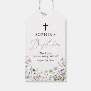 Fleur sauvage Girl Baptism Favoriser les étiquette