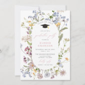 Fleur sauvage Graduation Party Invitation Girl Boh (Devant)