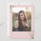 Fleur sauvage Graduation Party Invitation Girl Boh (Dos)