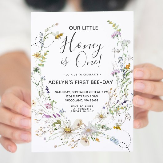Fleur sauvage Honey Bee 1er Invitation anniversair