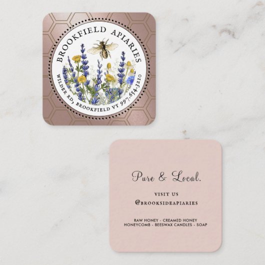 Fleur sauvage Honeycomb & Bee Apiary Carte de visi (Devant / Derrière)