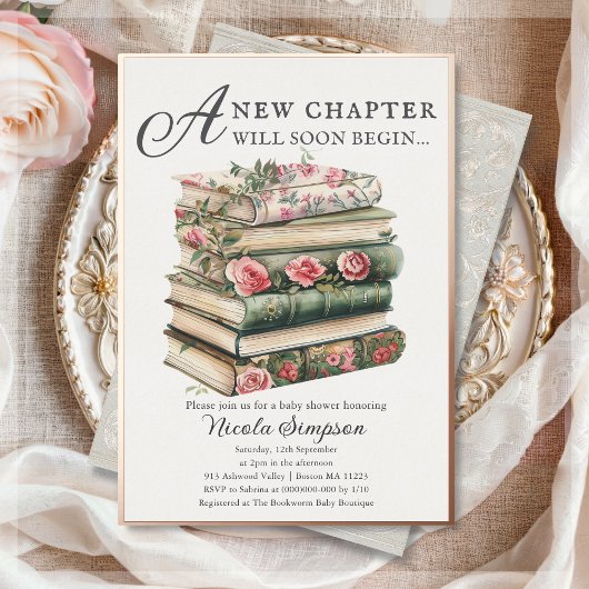 Fleur sauvage Invitation Baby shower Foil