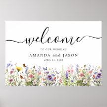 Fleur sauvage jardin Affiche de bienvenue de maria