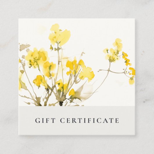 Fleur sauvage jaune Boho Floral Certificat cadeau (Devant)