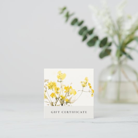 Fleur sauvage jaune Boho Floral Certificat cadeau (Debout devant)