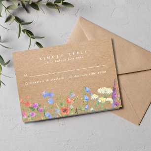 Fleur sauvage Kraft Papier Mariage rustique RSVP