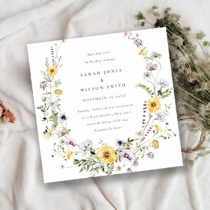 Fleur sauvage Lilac Jaune Invitation de mariage de