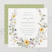 Fleur sauvage Lilac Jaune Invitation de mariage de (Devant / Derrière)