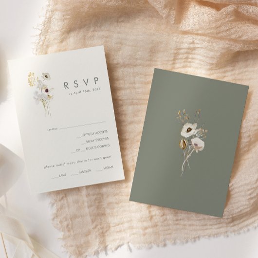 Fleur sauvage lunatique | Carte RSVP de choix du m