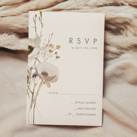Fleur sauvage lunatique | Carte RSVP ivoire