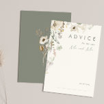Fleur sauvage lunatique | Mariage ivoire et vert<br><div class="desc">Ce Fleur sauvage fantasque | La carte conseil mariage ivoire et vert est parfaite pour votre mariage boho simple et élégant. La verdure rustique et moderne, accompagnée de fleurs sauvages d'aquarelles minimalistes, vous fera vivre votre vision ! Ce design de jolies fleurs d'or, touches de sauge bohème vert et violet...</div>