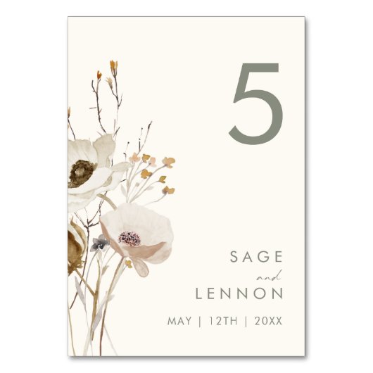 Fleur sauvage lunatique | Numéro de table ivoire (Dos)