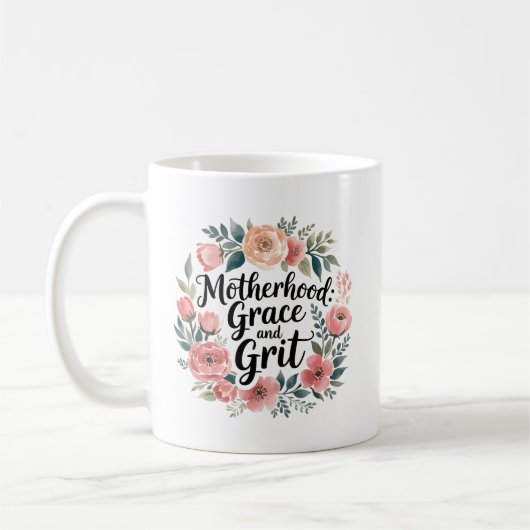Fleur sauvage Mama Mug | Coupe Florale Grace & Gri (Gauche)