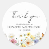 Fleur sauvage | Mariage bohème merci Autocollant (Devant)