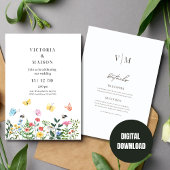 Fleur Sauvage Mariage Boho, Invitation de Mariage 