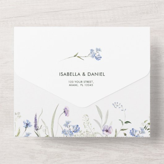 Fleur sauvage mariage D'Été Tout En Un Invitation (Verso)