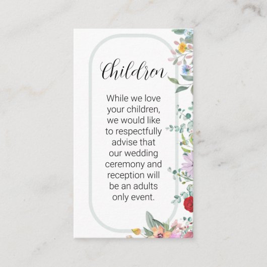 Fleur sauvage Mariage Enfants Invitation Insertion (Devant)