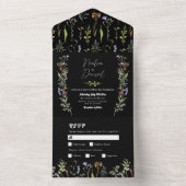 Fleur sauvage mariage Floral Dark Invitation & RSV (À l'intérieur)