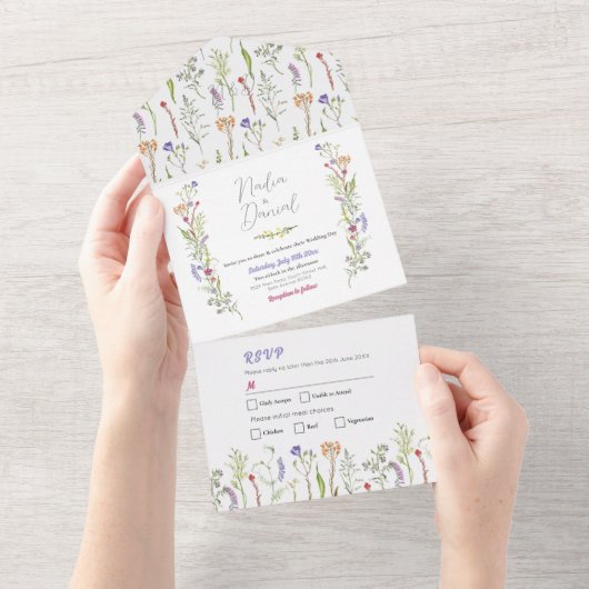 Fleur sauvage mariage Floral Invitation & RSVP (Déchirure)