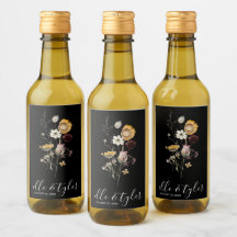 Fleur sauvage Mariage Mini Wine Bottle Étiquette
