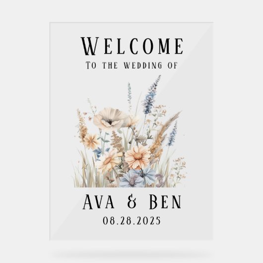 Fleur sauvage Mariage Sage Dusty Affiche de bienve (Recto)