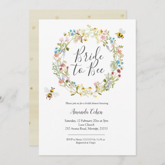 Fleur sauvage mariée à être nuptiale invitation de (Devant / Derrière)